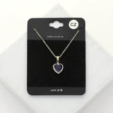 Women's CZ Heart Stone Pendant Necklace