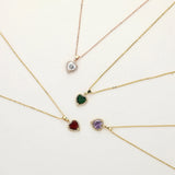 Women's CZ Heart Stone Pendant Necklace