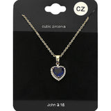 Women's CZ Heart Stone Pendant Necklace