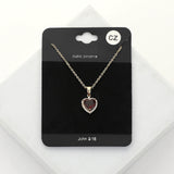 Women's CZ Heart Stone Pendant Necklace