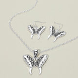 Antique Metal Butterfly Pendant Necklace