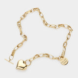 Metal Heart Pendant Live Your Dream Message Charm Chain Toggle Necklace