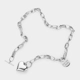 Metal Heart Pendant Live Your Dream Message Charm Chain Toggle Necklace