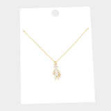 Stone Embellished Brass Metal Human Being Pendant Necklace