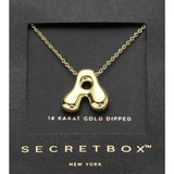 SECRET BOX_ -A- 14K Gold Dipped Bubble Initial Monogram Pendant Necklace