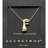 SECRET BOX_ -F- 14K Gold Dipped Bubble Initial Monogram Pendant Necklace
