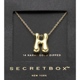 SECRET BOX_ -H- 14K Gold Dipped Bubble Initial Monogram Pendant Necklace
