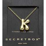 SECRET BOX_ -K- 14K Gold Dipped Bubble Initial Monogram Pendant Necklace