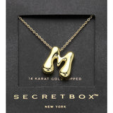 SECRET BOX_ -M- 14K Gold Dipped Bubble Initial Monogram Pendant Necklace