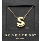 SECRET BOX_ -S- 14K Gold Dipped Bubble Initial Monogram Pendant Necklace