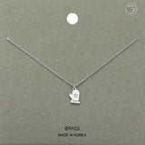 Rhinestone Center Brass Metal Glove Pendant Necklace