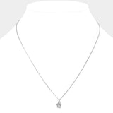 Rhinestone Center Brass Metal Glove Pendant Necklace