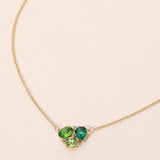 Teardrop Oval Round Stone Cluster Pendant Necklace