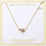 SECRET BOX_Genuine Gold Dipped Hypoallergenic Stone Paved Cross Pendant Necklace