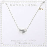 SECRET BOX_Genuine Silver Dipped Hypoallergenic Stone Paved Cross Pendant Necklace