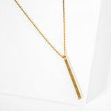 Gold Dipped Metal Bar Pendant Necklace