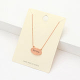 "Sisters" Message Brass Oval Metal Pendant Necklace