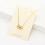 "Brave" Message Brass Oval Metal Pendant Necklace