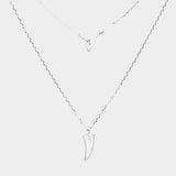 Layered Brass Cubic Zirconia Metal Horn Pendants Necklace