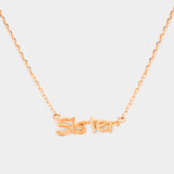 Sister" Brass Oval Metal Pendant Necklace