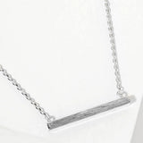 White Gold Dipped Rectangle Bar Pendant Necklace