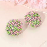 Beaded Pearl Rhinestone Embellished Dome Earrings