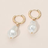 Organic Pearl Drop Huggie Hoop Earrings