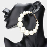 Oversize Pearl Hoop Earrings