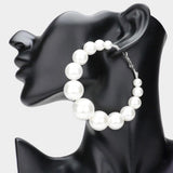 Oversize Pearl Hoop Earrings