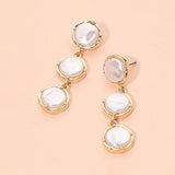 Triple Pearl Cluster Drop Earrings
