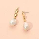 18K Gold Dipped Baroque Freshwater Pearl Chain Drop Earrings