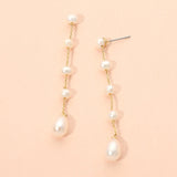 18K Gold Dipped Freshwater Pearl Chain Drop Earrings