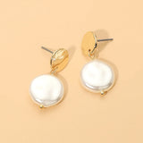 Organic Pearl Disc Drop Dangle Earrings