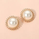 Beaded Frame Classic Pearl Stud Earrings