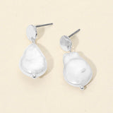 Organic Shape Pearl Drop Dangle Earrings