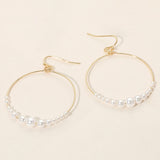 Pearl Beaded Open Circle Dangle Earrings