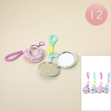 12PCS - Sea Life Printed Round Bag Charm Keychain Cosmetic Mirrors
