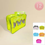 12PCS - Triple Butterfly Print Neon Transparent Shoulder Bag