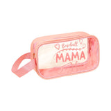 12PCS - BASEBALL MAMA Message Printed Transparent Clear Makeup Toiletry Organizer Bags