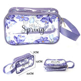 12PCS - Hello Spring Message Flower Pattern Print Clear Cosmetic Makeup Travel Organizer Pouch Bags