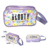 12PCS - Beauty Express Message Flower Pattern Clear Cosmetic Makeup Travel Organizer Pouch Bags