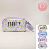 12PCS - Beauty Express Message Flower Pattern Clear Cosmetic Makeup Travel Organizer Pouch Bags