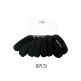 12 SET OF 8 - Textured Elastic Hairband Set