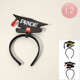 12PCS - Glittered GRADUATE PRIDE Message Pointed Graduation Hat Headbands
