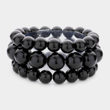 3PCS - Stackable Pearl Stretch Bracelets