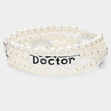 Doctor Pearl Triple Strand Stretch Message Bracelet
