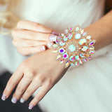 Round Oval Marquise Stone Embellished Pearl Bracelet