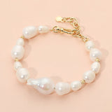 18K Gold Dipped Freshwater Baroque Pearl Beaded Bracelet
