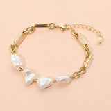 18K Gold Dipped Freshwater Pearl Link Paperclip Chain Bracelet
