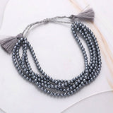 Multi Layered Pearl Beaded Cinch Pull Tie Bracelet